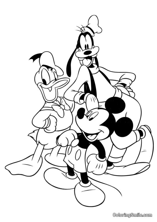 Topolino, Paperino e Pippo Topolino, Paperino e Pippo - Pagina da Colorare