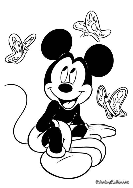 Topolino e farfalle Topolino e farfalle - Pagina da Colorare