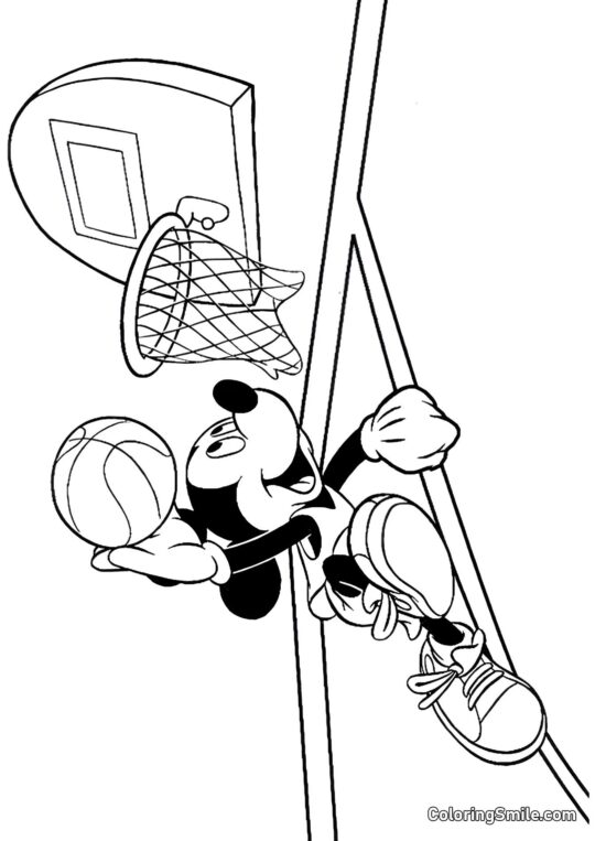Topolino che gioca a basket Topolino che gioca a basket - Pagina da Colorare