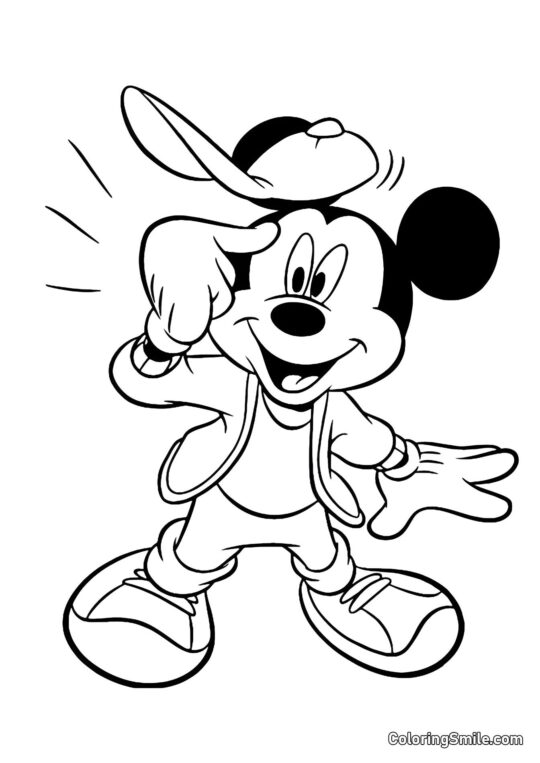 Topolino con un cappello divertente Topolino con un cappello divertente - Pagina da Colorare