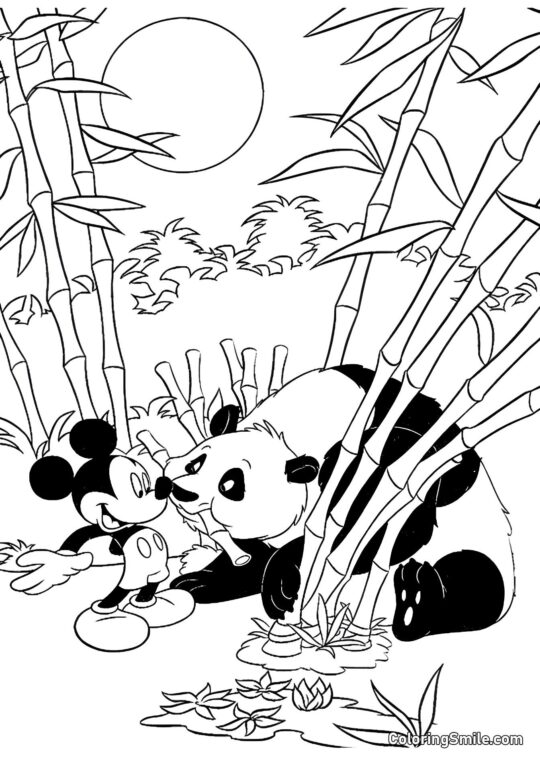 Topolino ha incontrato un panda Topolino ha incontrato un panda - Pagina da Colorare