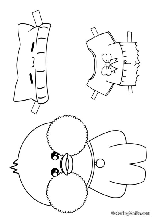 Lalafanfan con vestiti (top, gonna e cappello) Lalafanfan con vestiti (top, gonna e cappello) - Pagina da Colorare