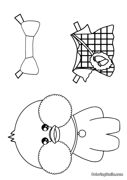 Lalafanfan con vestiti (vestito e fiocco) Lalafanfan con vestiti (vestito e fiocco) - Pagina da Colorare