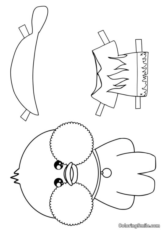 Lalafanfan con vestiti (top, pantaloni corti e bandana) Lalafanfan con vestiti (top, pantaloni corti e bandana) - Pagina da Colorare