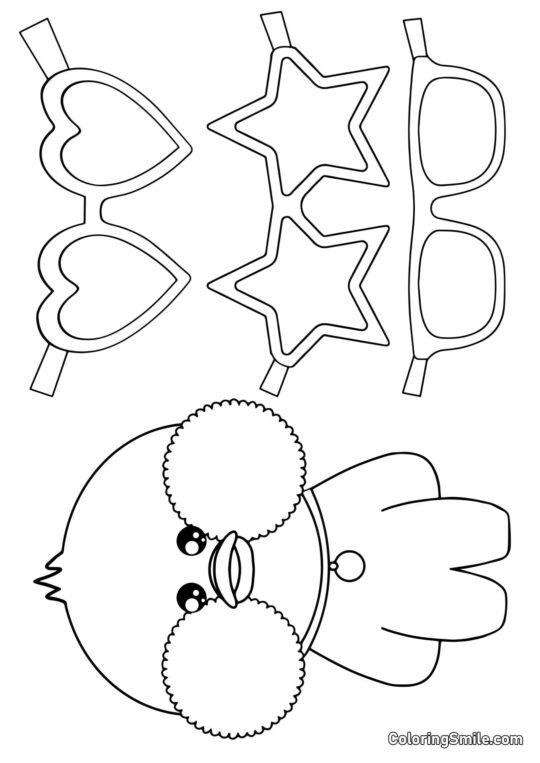 Lalafanfan con occhiali a forma di ritaglio Lalafanfan con occhiali a forma di ritaglio - Pagina da Colorare