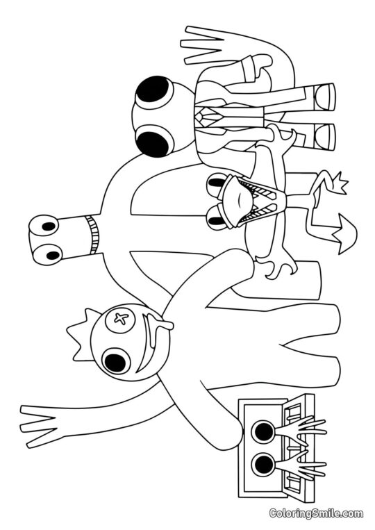 Rainbow Friends tutti insieme Rainbow Friends tutti insieme - Pagina da Colorare