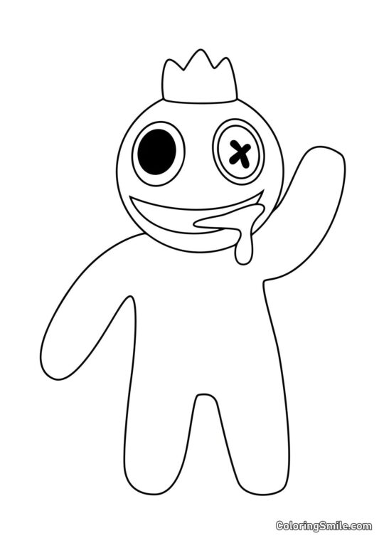 Blu di Rainbow Friends saluta Blu di Rainbow Friends saluta - Pagina da Colorare