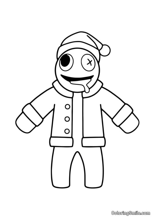 Blu con un cappello da Babbo Natale Blu con un cappello da Babbo Natale - Pagina da Colorare