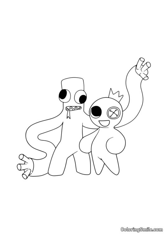 Verde e Blu di Rainbow Friends Verde e Blu di Rainbow Friends - Pagina da Colorare