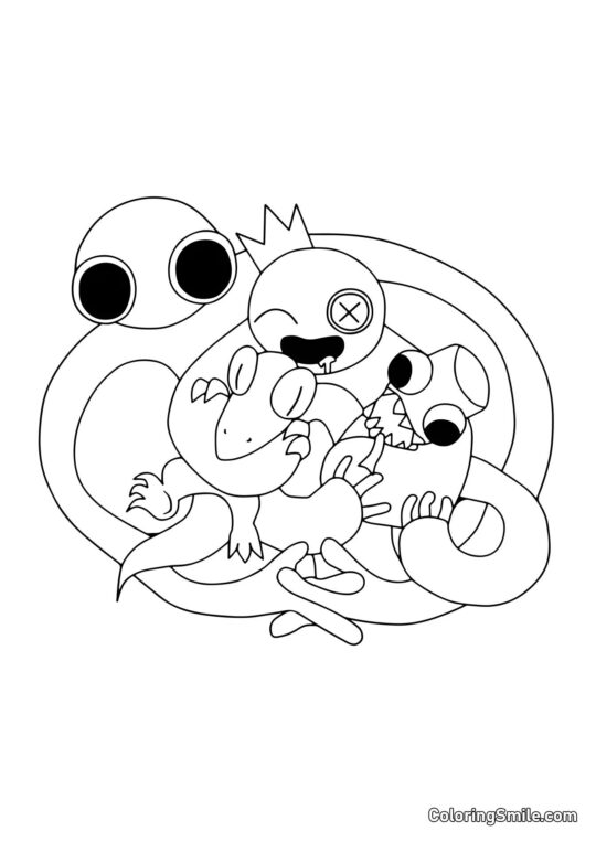 Rainbow Friends abbracciando Rainbow Friends abbracciando - Pagina da Colorare