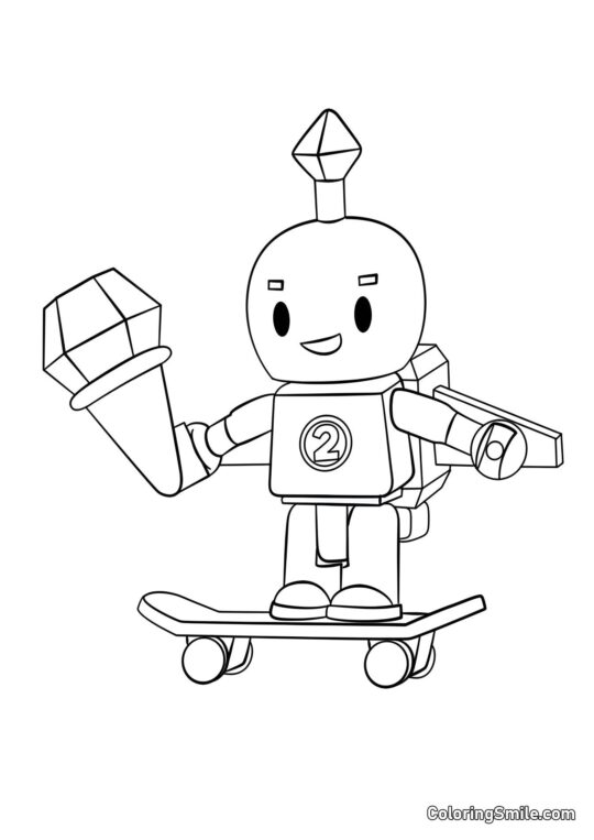Roblox Robot con Skateboard Roblox Robot con Skateboard - Pagina da Colorare
