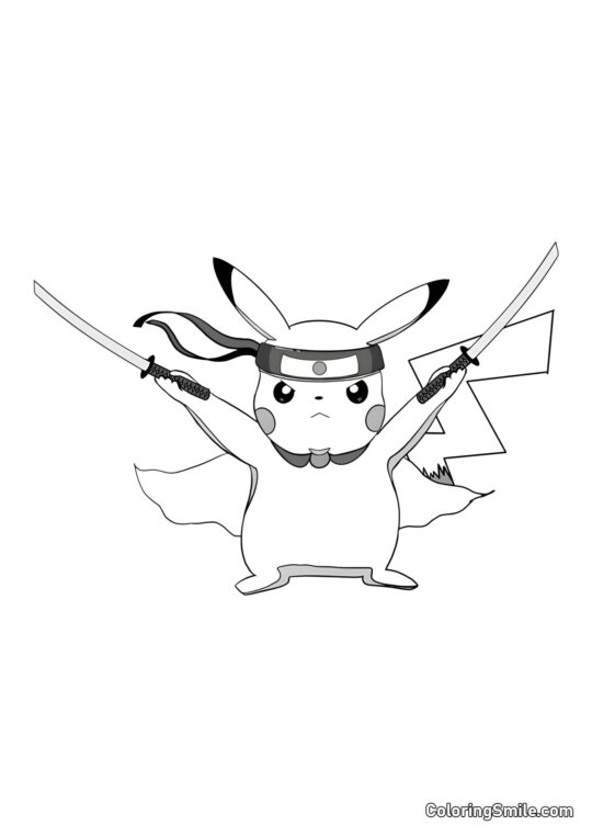 Pikachu Samurai - Pagina da Colorare
