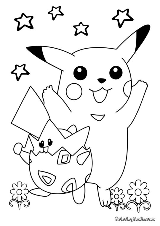 Pikachu e Togepi - Pagina da Colorare