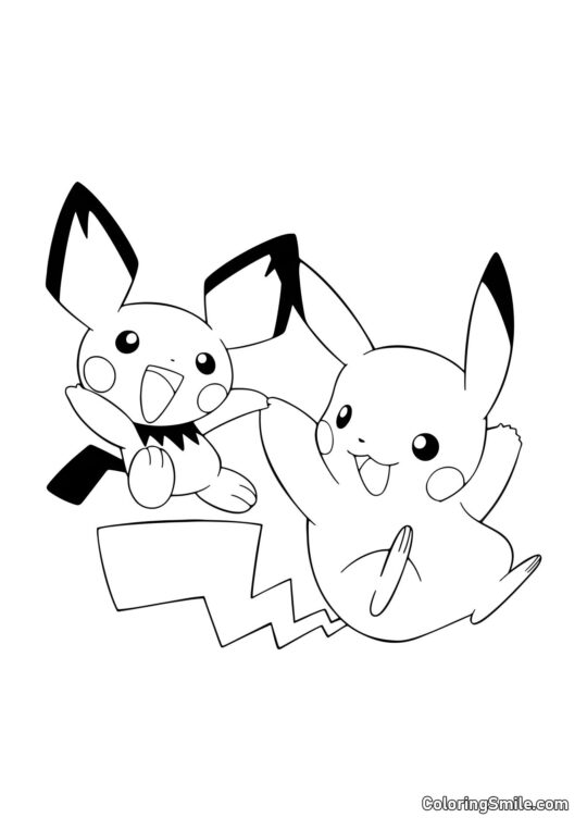 Pichu e Pikachu - Pagina da Colorare