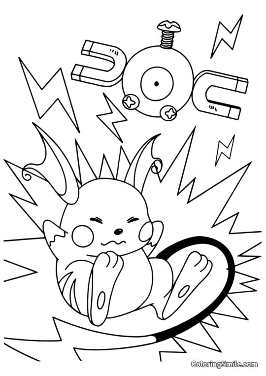 Raichu e Magnemite - Pagina da Colorare