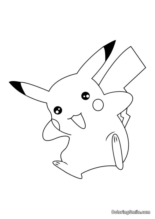 Pikachu che Salta di Gioia - Pagina da Colorare
