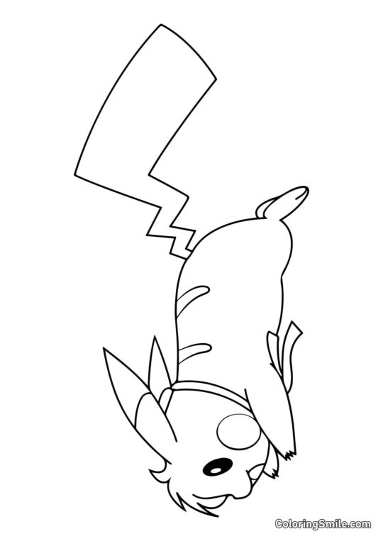 Pikachu che Corre su Quattro Zampe - Pagina da Colorare