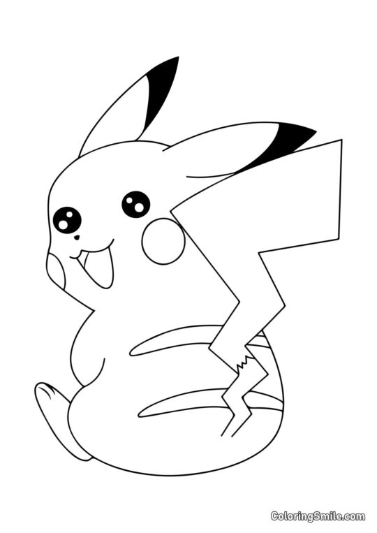 Pikachu Gioioso - Pagina da Colorare