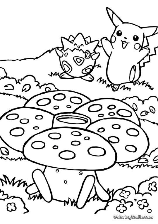 Pikachu, Vileplume e Togepi - Pagina da Colorare