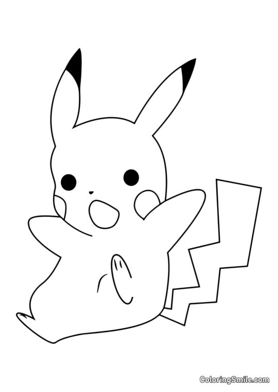 Pikachu che Cade - Pagina da Colorare