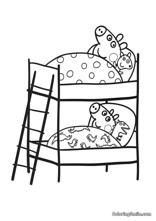 Peppa e George a Letto Peppa e George a Letto - Pagina da Colorare