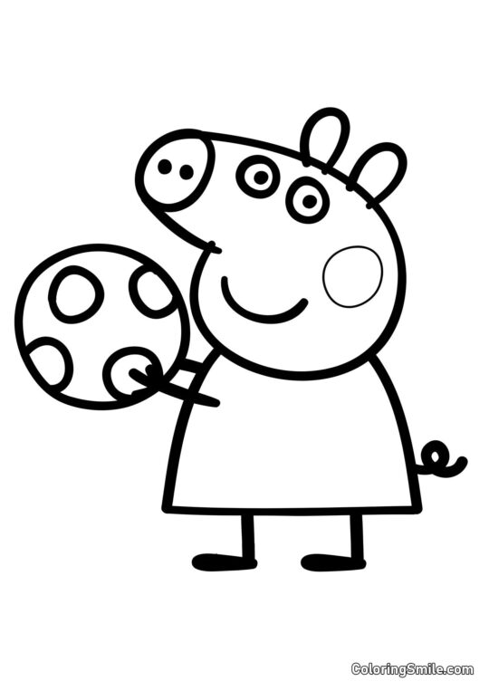 Peppa Pig con una Palla Peppa Pig con una Palla - Pagina da Colorare