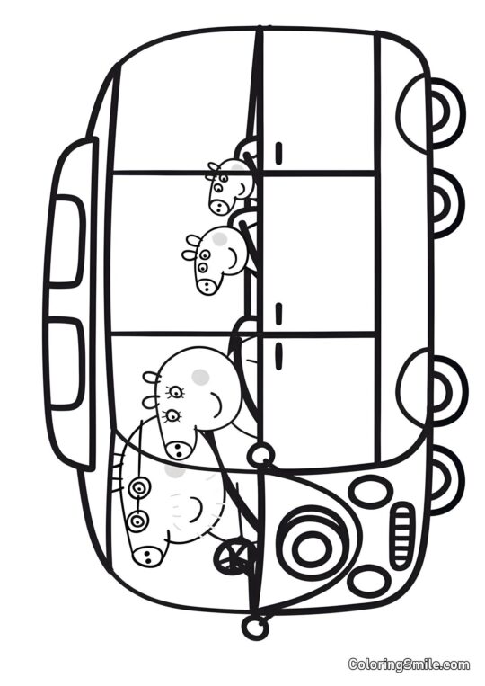 Peppa con la Famiglia Peppa con la Famiglia - Pagina da Colorare