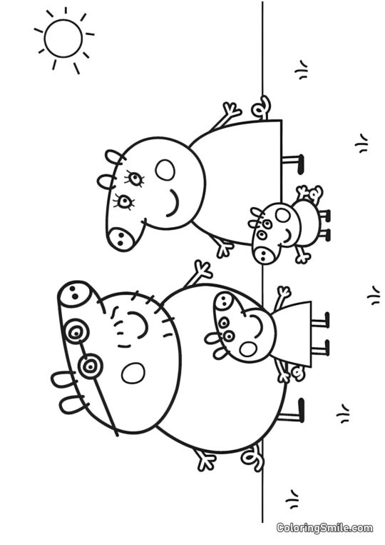 La Famiglia di Peppa Pig La Famiglia di Peppa Pig - Pagina da Colorare