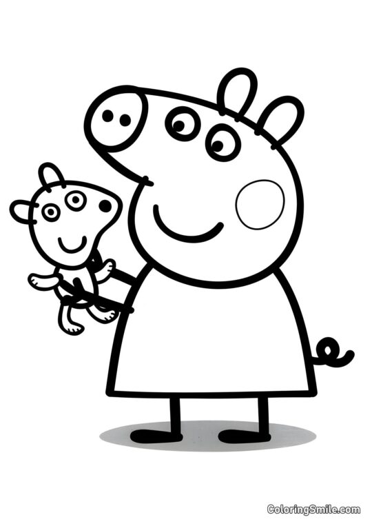 Peppa con un Orsetto Peppa con un Orsetto - Pagina da Colorare