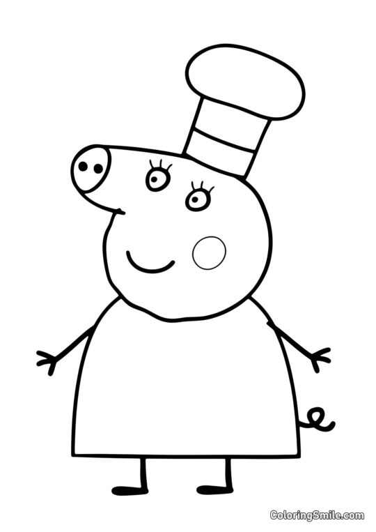 Mamma Pig in un Cappello da Cuoco Mamma Pig in un Cappello da Cuoco - Pagina da Colorare