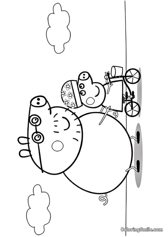 Peppa che Impara a Andare in Bicicletta Peppa che Impara a Andare in Bicicletta - Pagina da Colorare