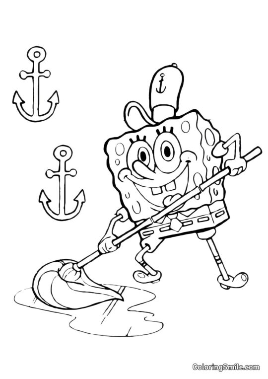 Krabs contento con SpongeBob - Pagina da Colorare