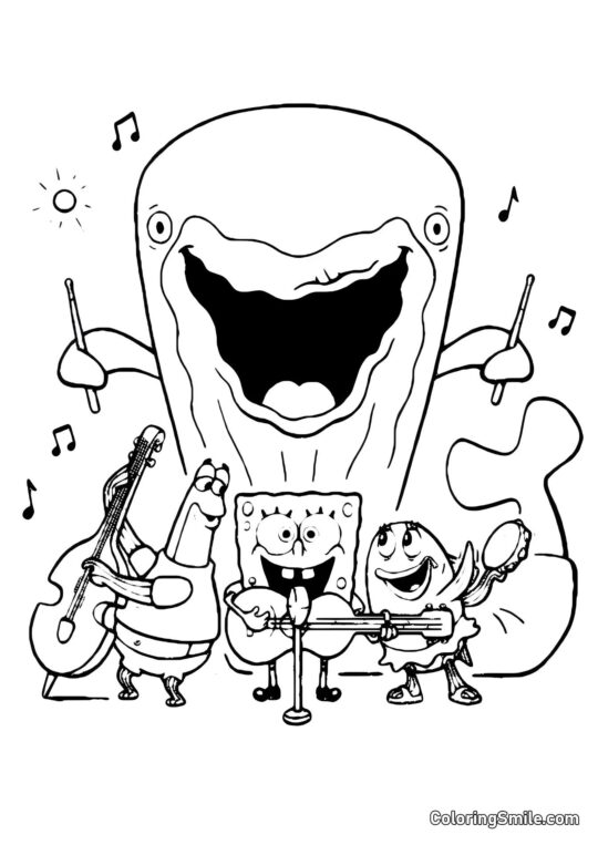 SpongeBob che salta - Pagina da Colorare