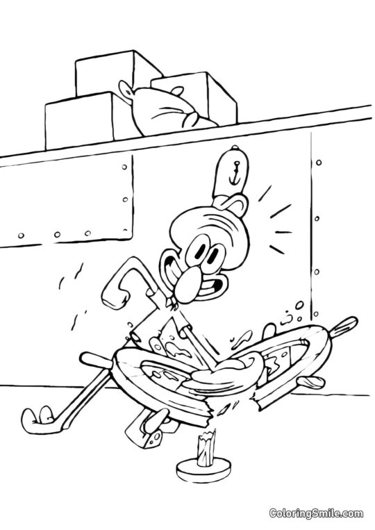 Il polpo Squidward che fa la lezione a SpongeBob - Pagina da Colorare