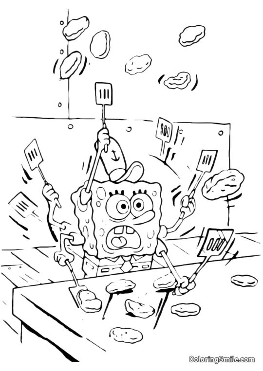 Il polpo Squidward che pensa - Pagina da Colorare