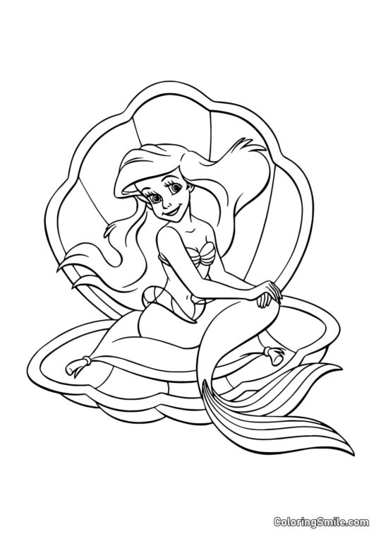 Sirena in una Conchiglia - Pagina da Colorare