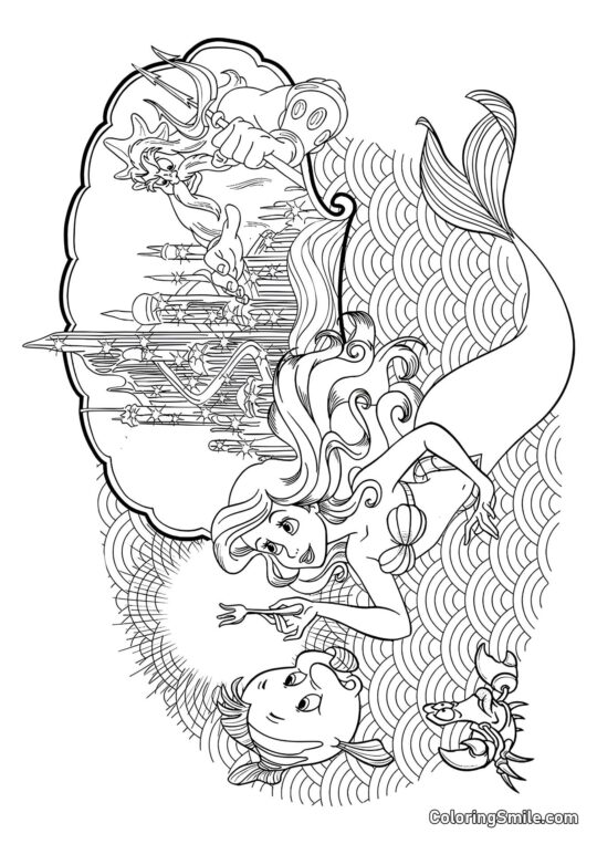 Ariel nel Regno Sottomarino - Pagina da Colorare