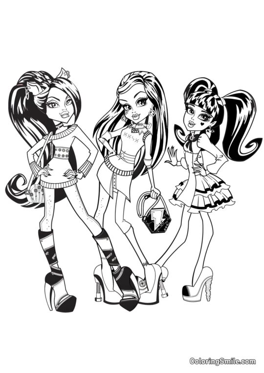 Dolls di Monster High - Pagina da Colorare