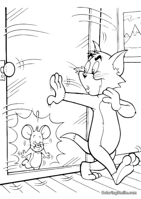 Tom Ha Sbattuto la Porta Davanti a Jerry Tom Ha Sbattuto la Porta Davanti a Jerry - Pagina da Colorare