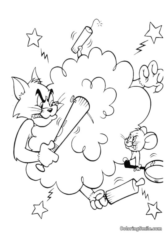 Oh Quanto Sono Arrabbiati Tom e Jerry Oh Quanto Sono Arrabbiati Tom e Jerry - Pagina da Colorare
