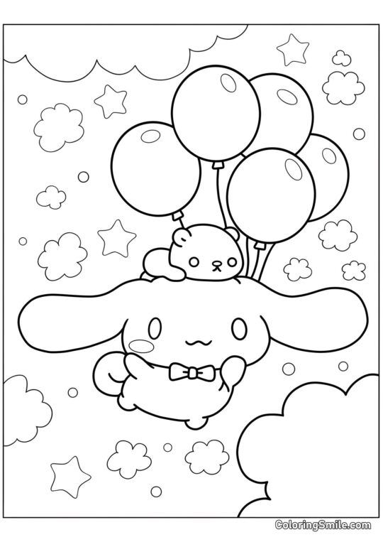 Cinnamoroll e Palloncini - Pagina da Colorare