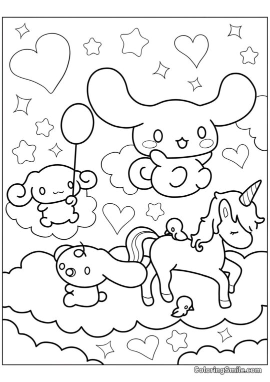 Cinnamoroll con Milky ed Espresso - Pagina da Colorare