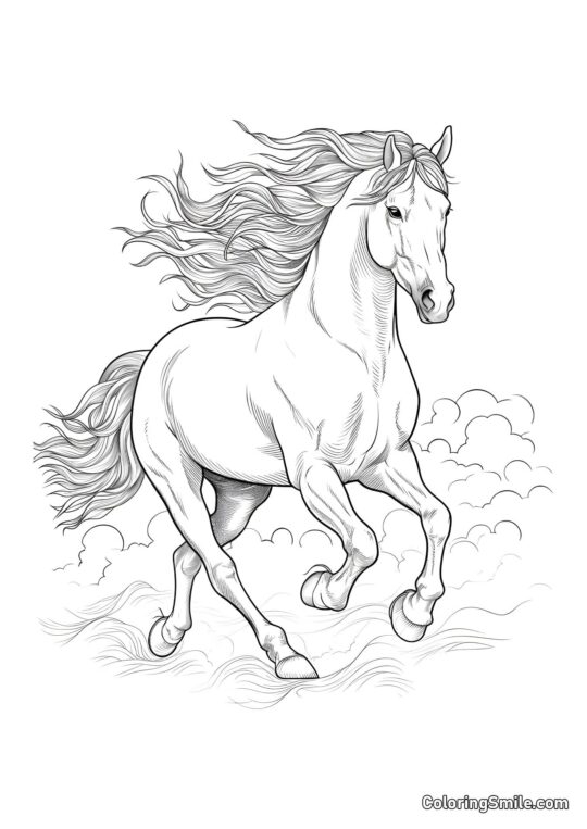 Stallone con una bella criniera - Pagina da Colorare