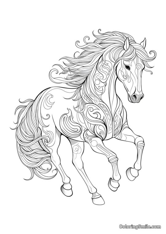 Cavallo terapia artistica con bellissimi motivi - Pagina da Colorare