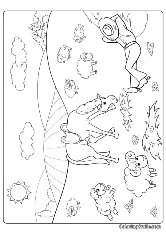 Cavallo e pecora - Pagina da Colorare