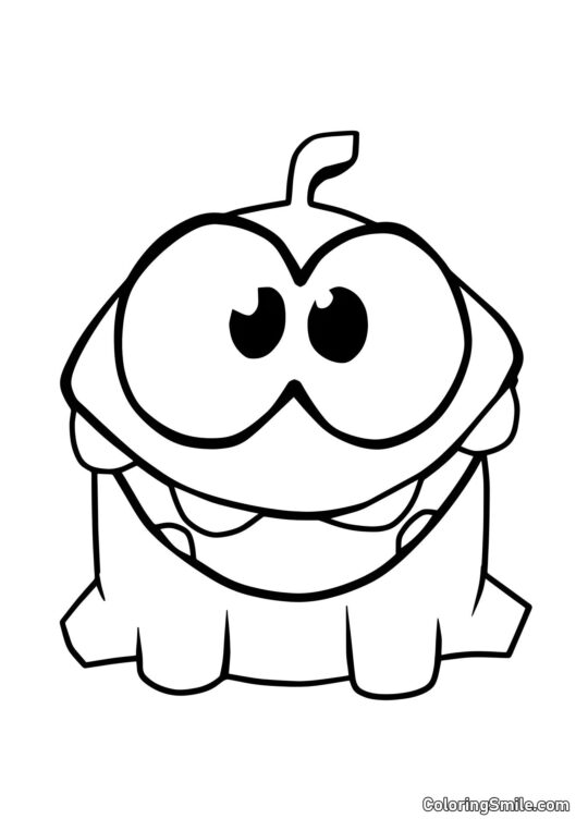 Om Nom con un Grande Sorriso Om Nom con un Grande Sorriso - Pagina da Colorare