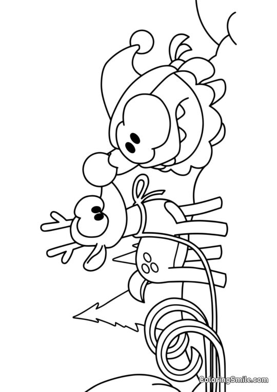 Om Nom e la Renna di Babbo Natale Om Nom e la Renna di Babbo Natale - Pagina da Colorare