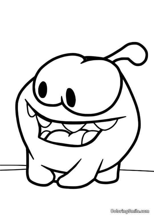 Om Nom con la Bocca Aperta Om Nom con la Bocca Aperta - Pagina da Colorare