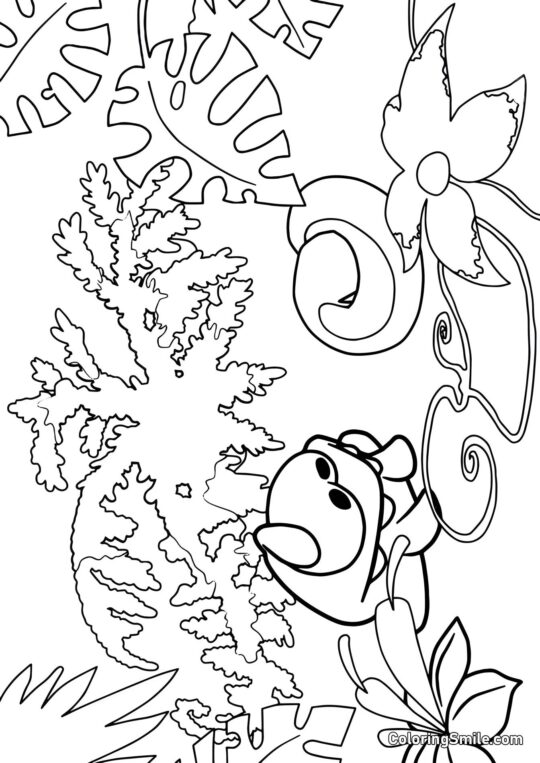 Om Nom nella Giungla Om Nom nella Giungla - Pagina da Colorare