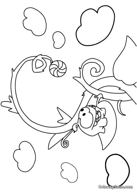 Om Nom e un Lecca-Lecca di Fagioli Om Nom e un Lecca-Lecca di Fagioli - Pagina da Colorare